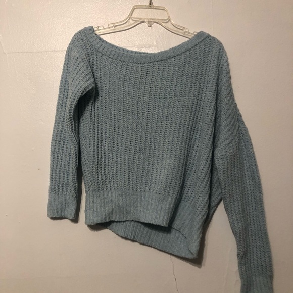 Polly & Esther chenille  sweater dropped  shoulder light blue medium - Picture 2 of 8